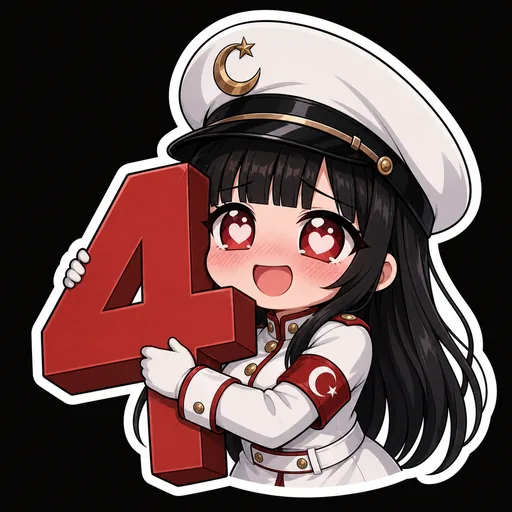 Chibi Minister Mikazuki reaction sticker: The Number Four (Do Not Fork)